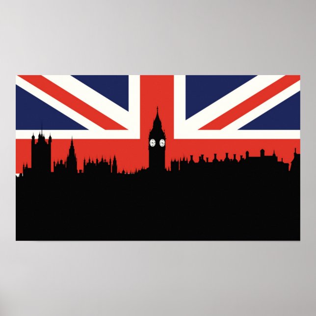 London Skyline | Brittiska Flagga Poster (Framsidan)