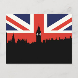 London Skyline   Brittiska Flagga Vykort