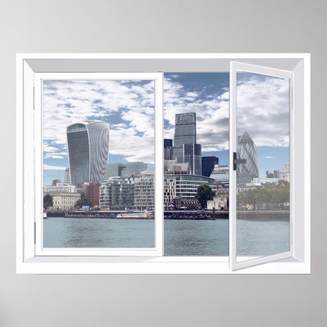 London Skyline City View Fake Window Poster (Framsidan)