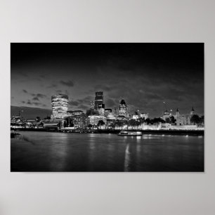 London Skyline Cityscape på natten Poster