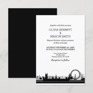 London Skyline Cityscape Wedding bjudande Inbjudningar