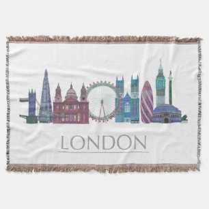 London Skyline Färgad Byggnad Filt
