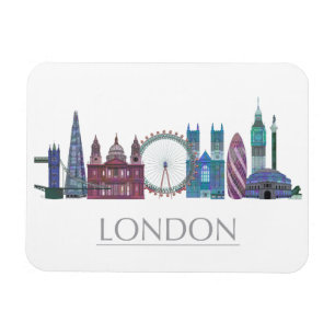 London Skyline Färgad Byggnad Magnet