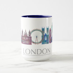 London Skyline Färgad Byggnad Mugg