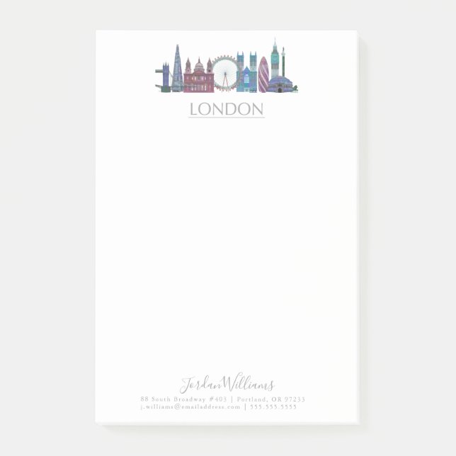 London Skyline Färgad Byggnad Post-it Block (Framsida)