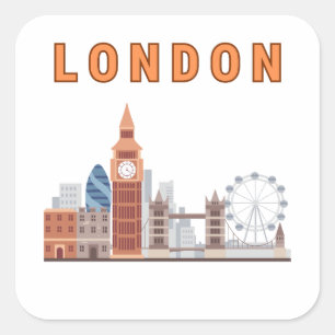 London Skyline Fyrkantiga Klistermärken