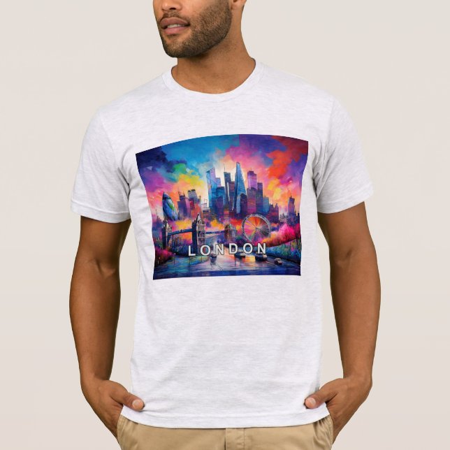London Skyline Graffiti Art T Shirt (Framsida)