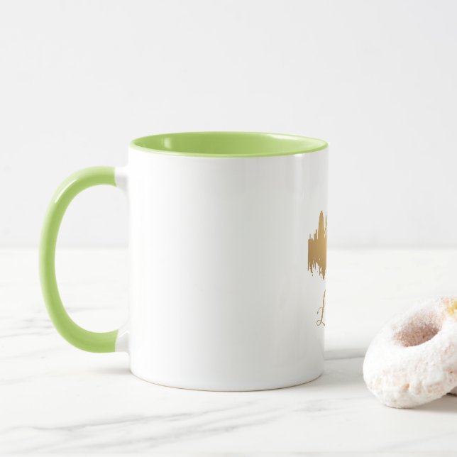 London Skyline Guld Karta City England Europe Mugg (Med munk)