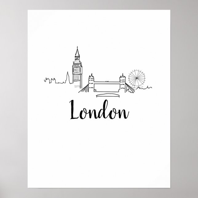 London Skyline Illustration Art Poster (Framsidan)