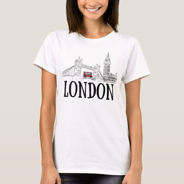 London Skyline/London Tourist Gift/London Hometown T Shirt (Framsida)