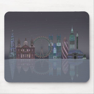 London Skyline Night Reflektion Musmatta