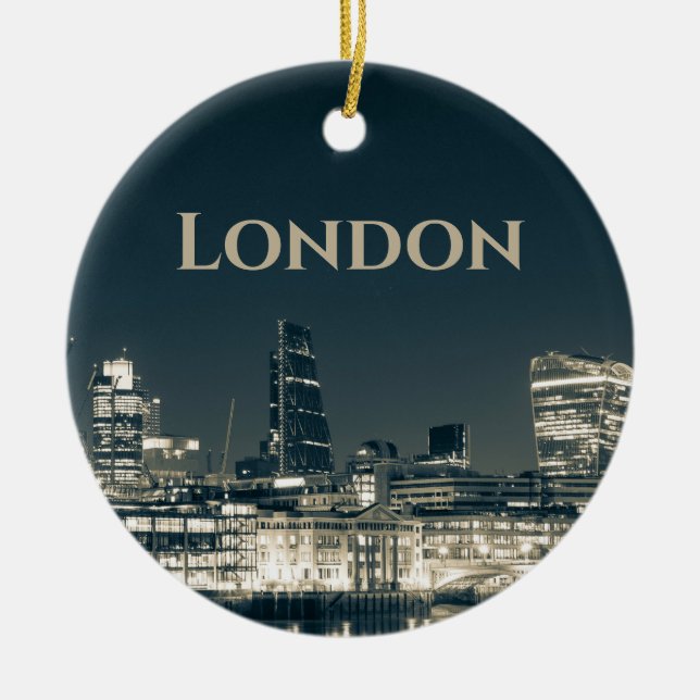 London Skyline Panorama Urban Souvenir Gift Julgransprydnad Keramik (Framsidan)