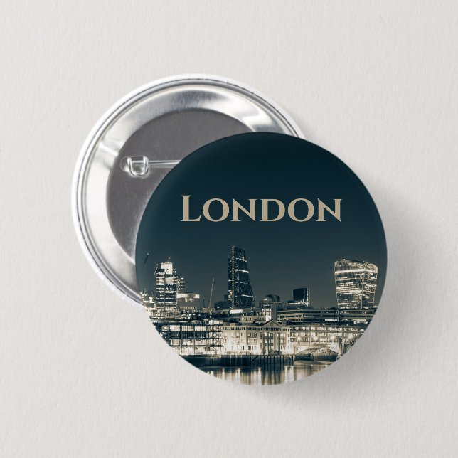 London Skyline Panorama Urban Souvenir Gift Knapp (Framsida & baksida)