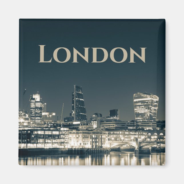 London Skyline Panorama Urban Souvenir Gift Magnet (Framsidan)