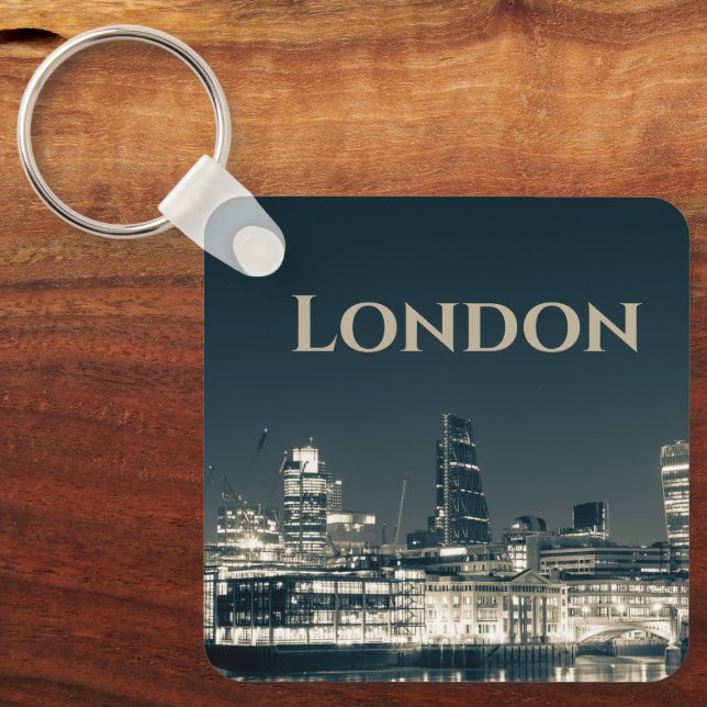 London Skyline Panorama Urban Souvenir Gift Nyckelring (Framsida)
