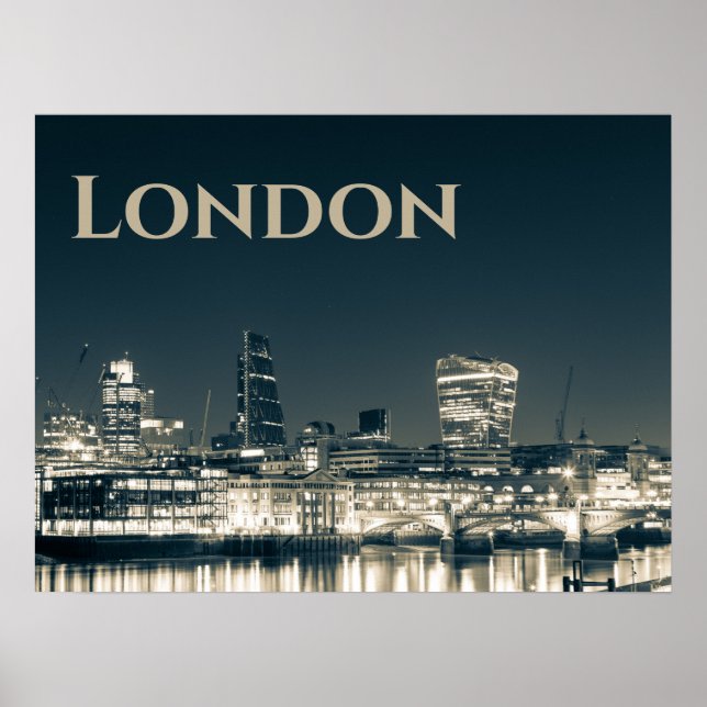 London Skyline Panorama Urban Souvenir Gift Poster (Framsidan)
