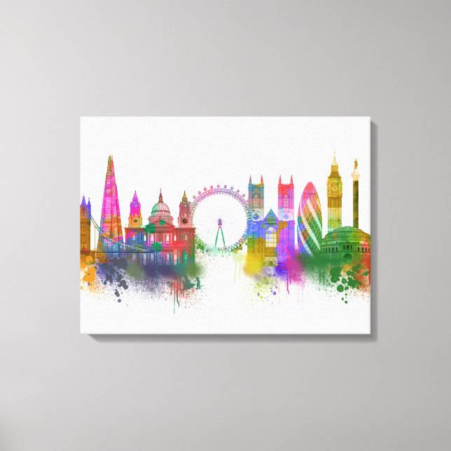 London Skyline - Rainbow Canvastryck (Framsida)
