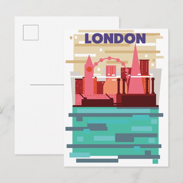 London skyline-reseaffisch. inbjudan vykort (Fram/baksida)