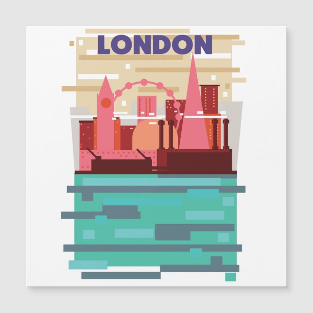 London skyline-reseaffisch. magnetisk inbjudningskort (Framsida)
