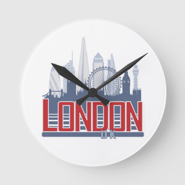 London Skyline Rund Klocka (Framsida)