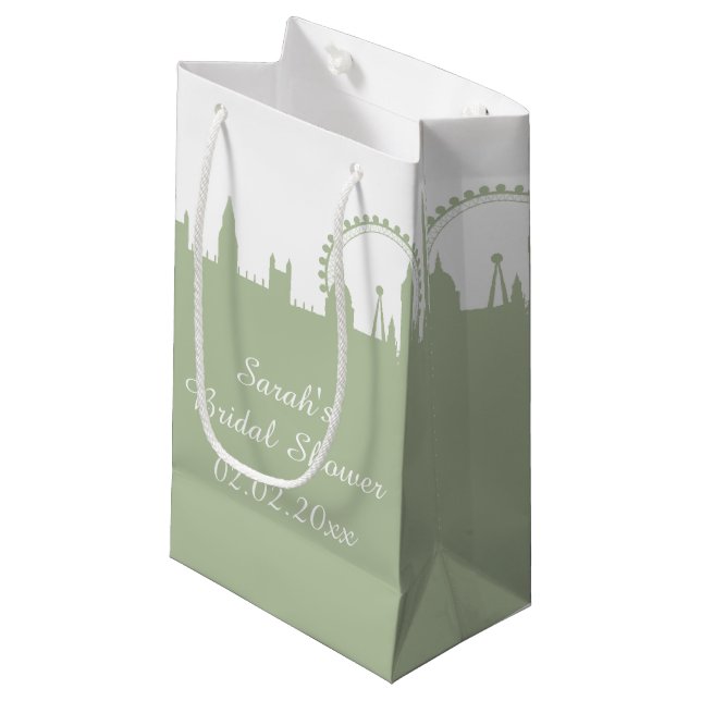 London Skyline Sage Gift Bag (Framsidan Vinklad)