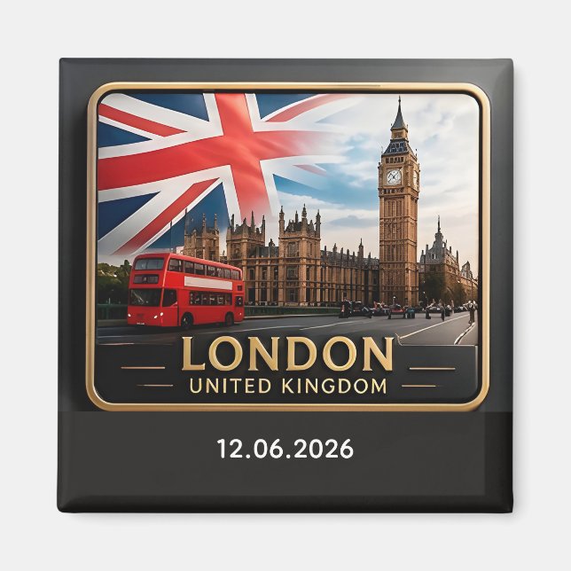 🧲 London Skyline Semester Minne England 🇬🇧 Magnet (Framsidan)
