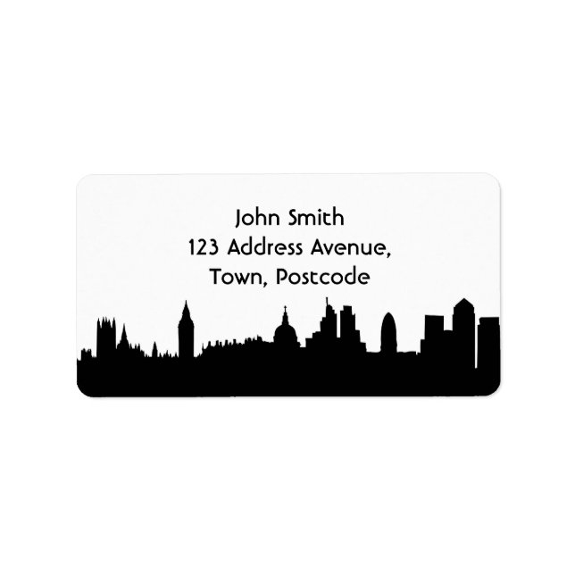 London skyline silhouette cityscape adressetikett (Framsidan)