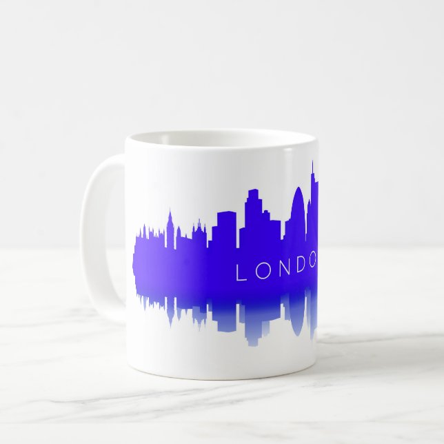 London Skyline Silhouette – Modern Blue Kaffemugg (Framsida vänster)