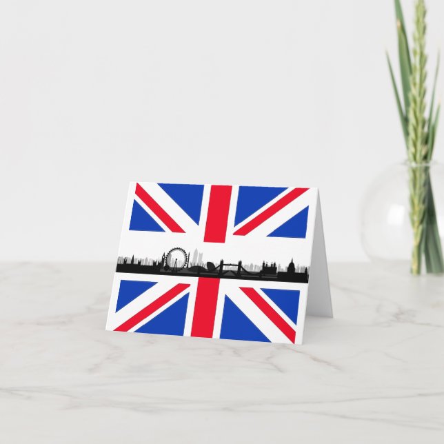 London Skyline Union Jack Flag Notkort Kort (Framsida)