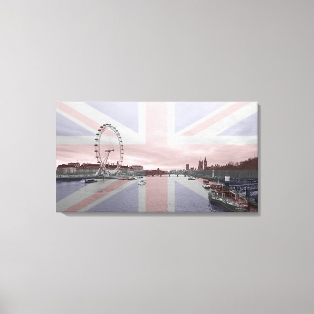 London Skyline Union Jack Flagga Canvastryck (Framsida)