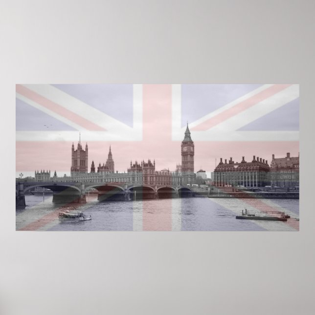 London Skyline Union Jack Flagga Poster (Framsidan)