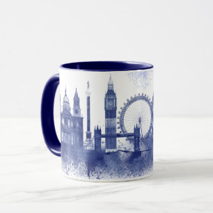 London Skyline - Watercolor Blue Mugg