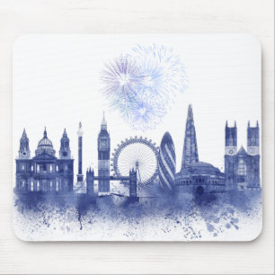 London Skyline - Watercolor Blue Musmatta