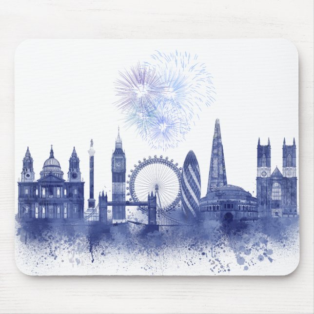 London Skyline - Watercolor Blue Musmatta (Framsidan)
