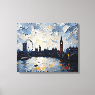 London Skyline Wrapped Canvas Impasto Oil Paint