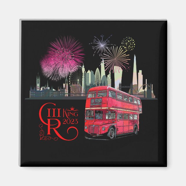 London skyscape Red Buss Coronation 2023 Fireworks Magnet (Framsidan)