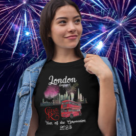 London skyscape Red Buss Coronation 2023 Fireworks T Shirt
