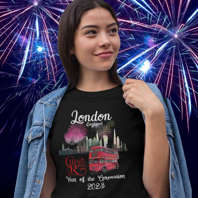 London skyscape Red Buss Coronation 2023 Fireworks T Shirt (Skapare uppladdad)