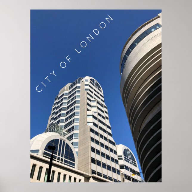 London | Skyscraper i blå himmel-fotot Poster (Framsidan)