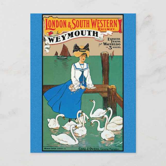 London South Western Railway Weymouth Vykort (Framsida)