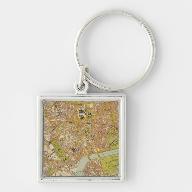 London Southwest Fyrkantig Silverfärgad Nyckelring (Framsidan)
