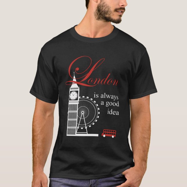 London Souvenirs Gifts Manar Women Big Ben Red Bus T Shirt (Framsida)