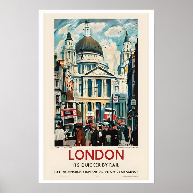 London St Pauls Cathedral Vintage Travel Poster (Framsidan)