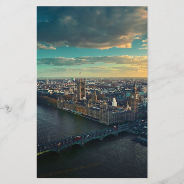 London stadsbild vid solnedgång brevpapper (Framsida)