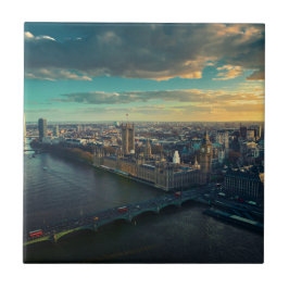London stadsbild vid solnedgång kakelplatta