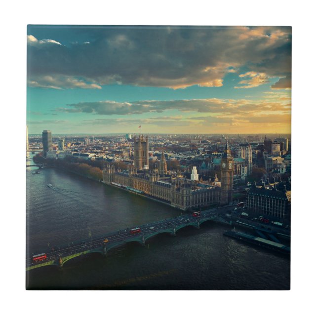 London stadsbild vid solnedgång kakelplatta (Framsidan)