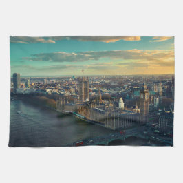 London stadsbild vid solnedgång kökshandduk