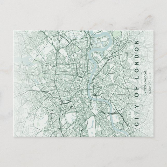 London Stadskarta Minimal Postkort Vykort (Framsida)