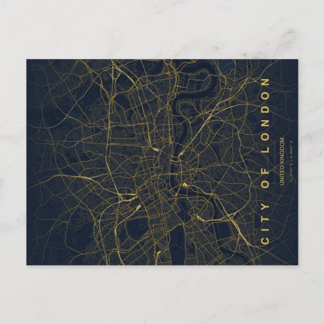 London Stadskarta Minimal Postkort Vykort (Framsida)