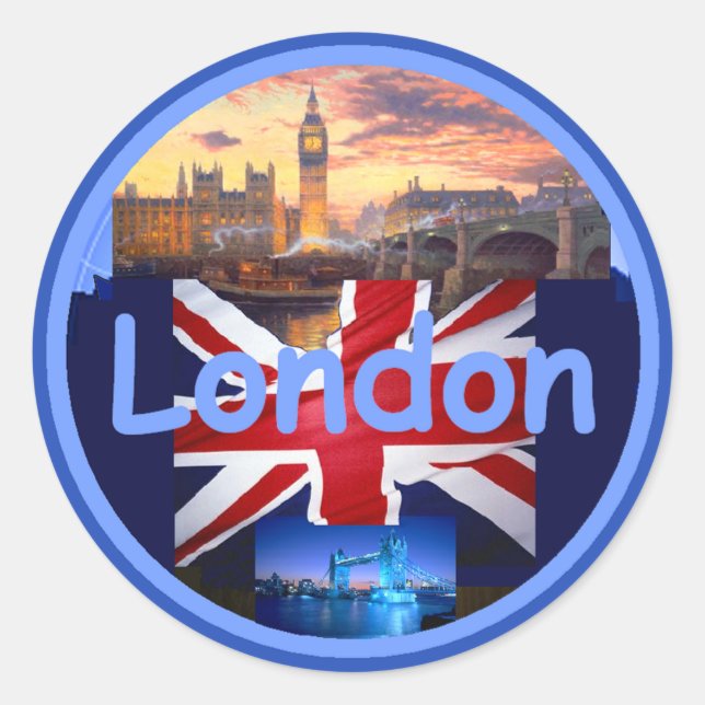 LONDON Sticker Runt Klistermärke (Framsida)
